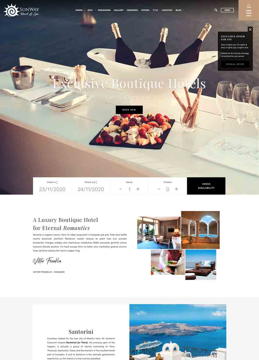 Sunway - Tema WordPress para reservas online de habitaciones de hotel