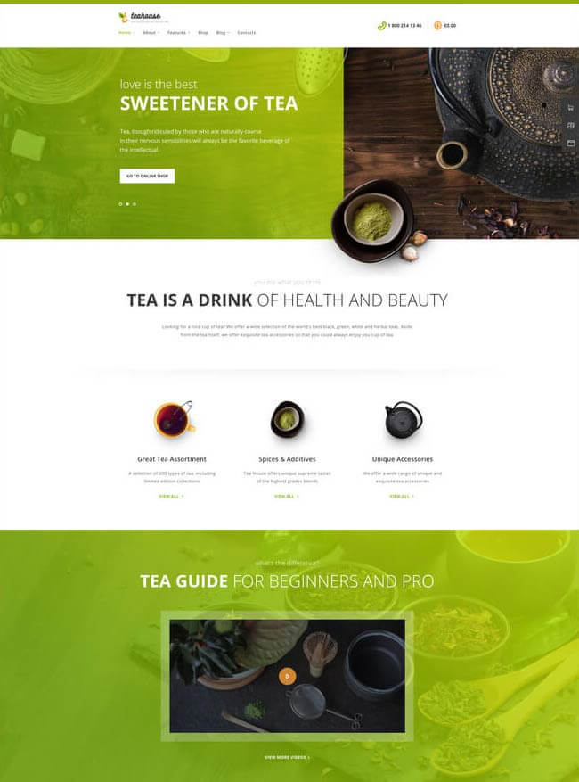 TeaHouse, tema WordPress para tienda de té y café