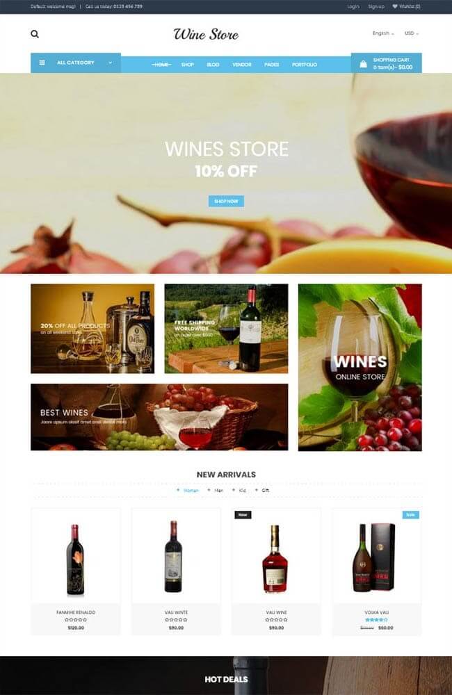 Wibar - Tema WordPress para crear tienda online de vinos, el sitio web de una bodega o blog sobre vino