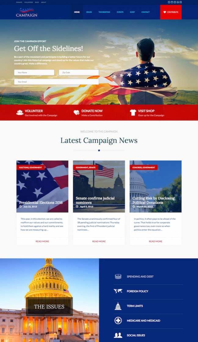 Campaign, tema WordPress para campaña política