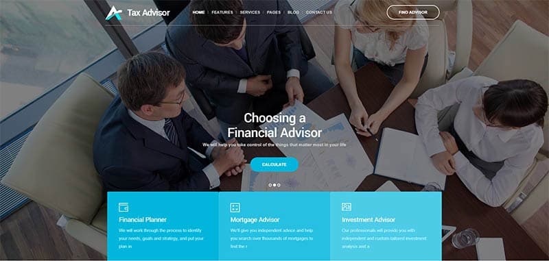 Tax Advisor, tema WordPress para crear el sitio web de una consultora financiera