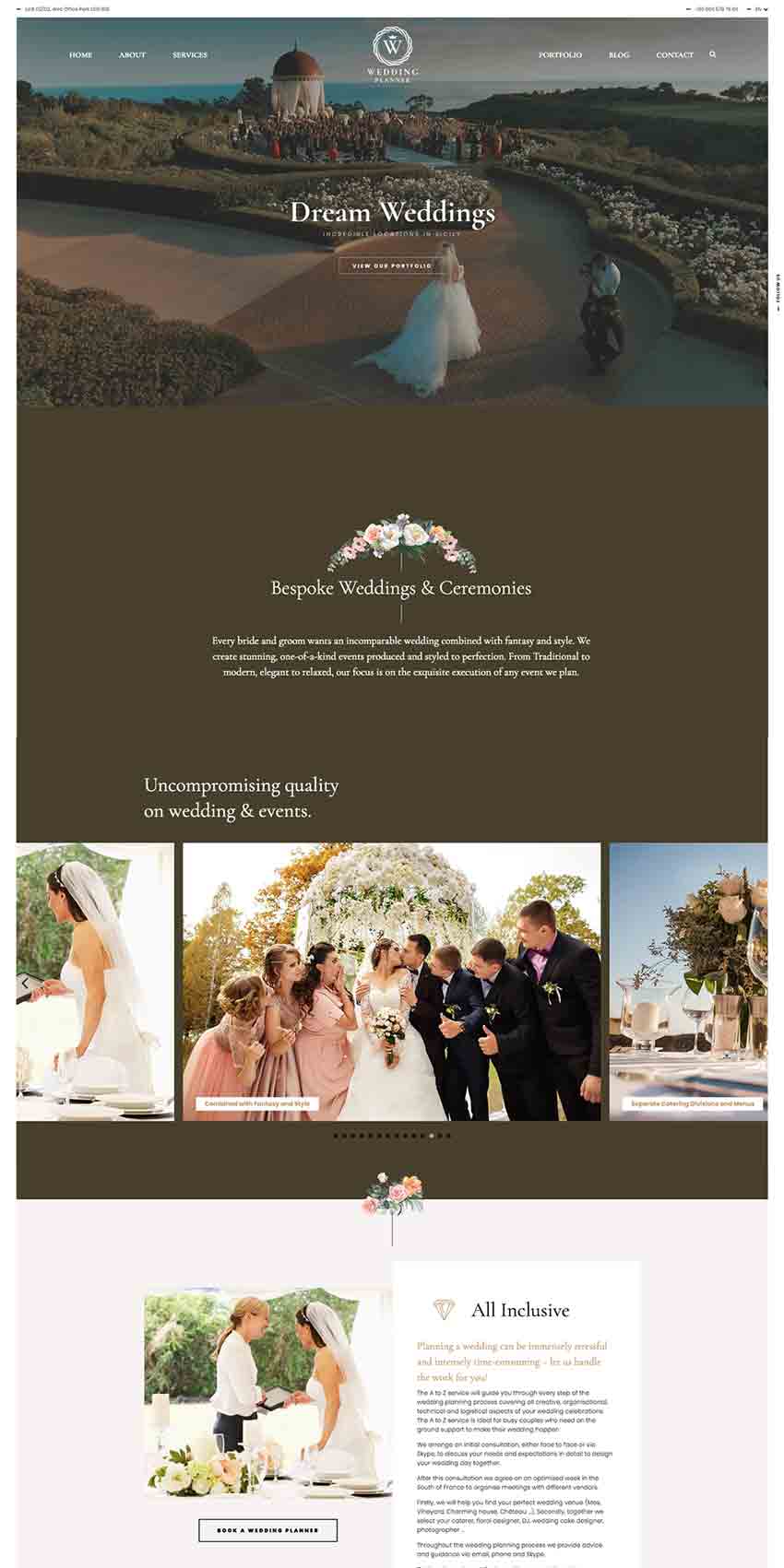 Wedding Planner - Tema de WordPress responsivo para salones o planificadores de bodas