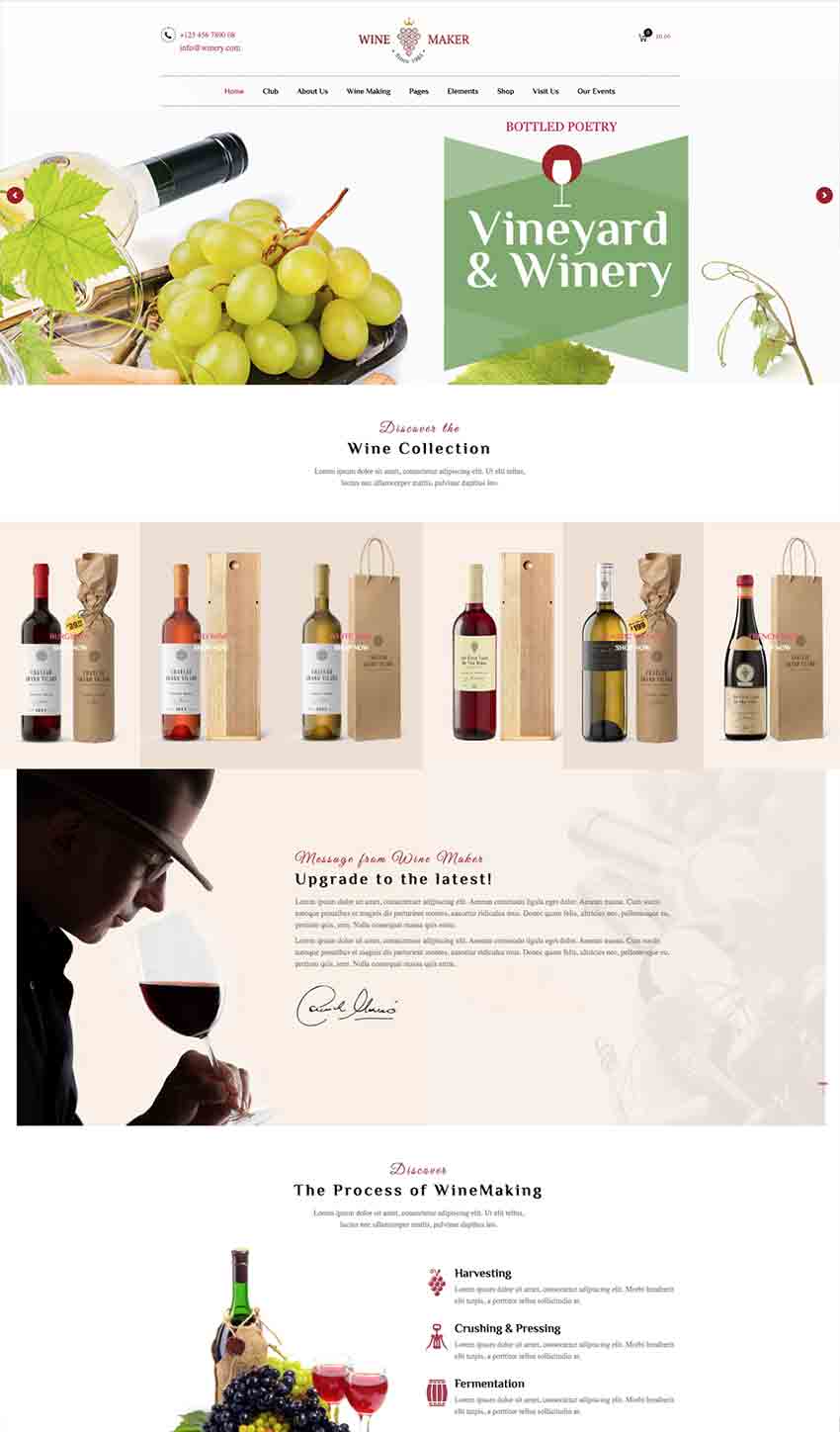 Wine Maker, tema WordPress para crear sitio web de bodega o tienda online de vino
