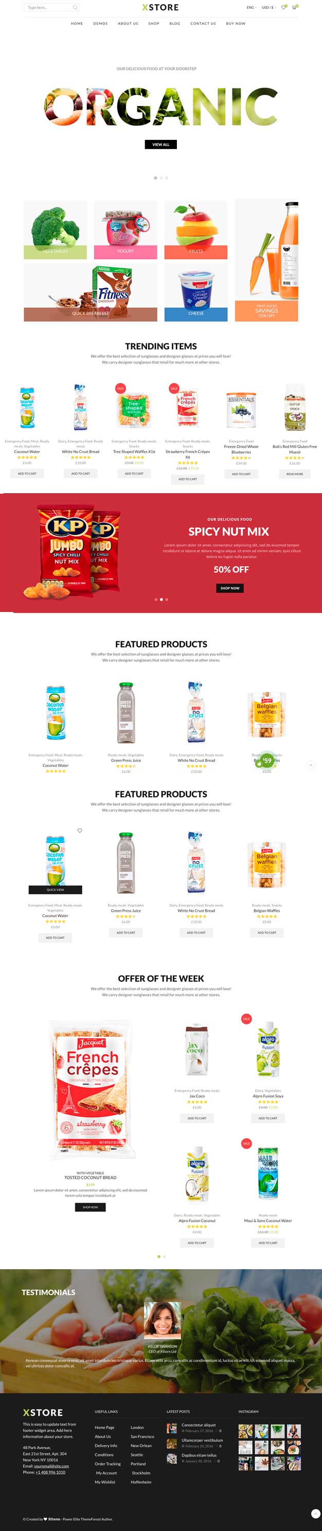 XStore, elegante plantilla de WooCommerce para tienda online de productos orgánicos
