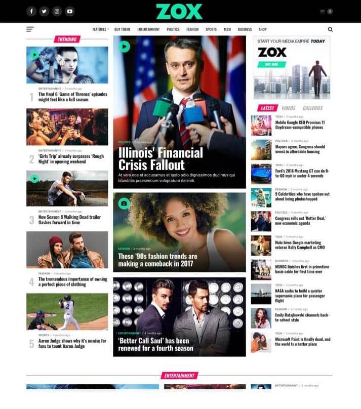 Zox News, tema WordPress para un periódico o revista